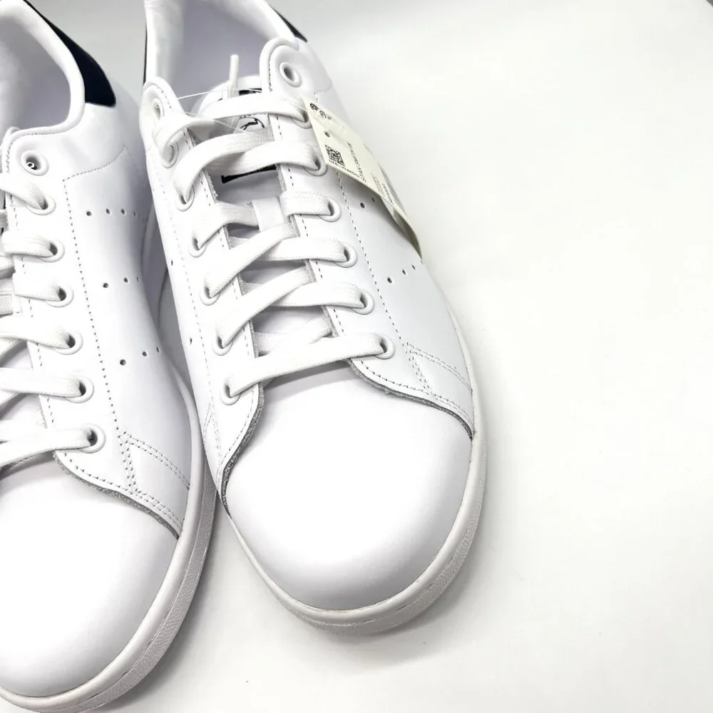 Adidas Originals Womens Size 11‎ Stan Smith White Navy Blue Sneakers Shoes